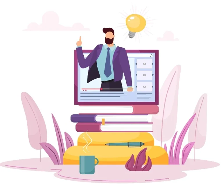 Small business owner learning digital marketing strategies online