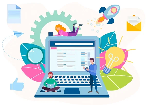 Small business owner researching website redesign investment